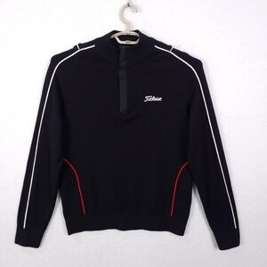 Titleist Sweater 1/4 Zip Mens XL Black Wool Blend Golf Pullover Performance